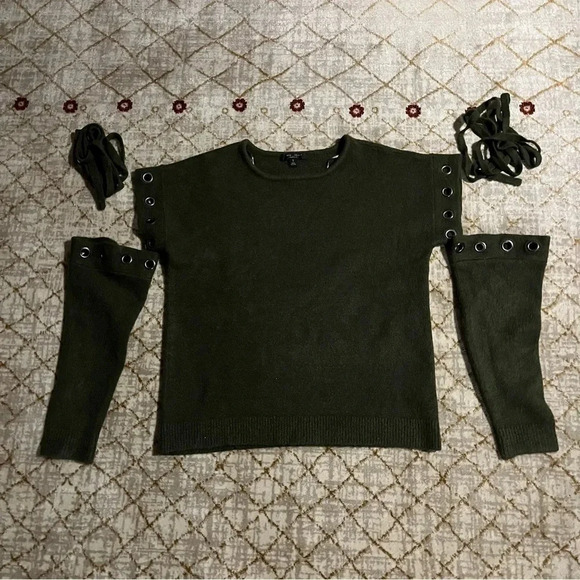Romeo & Juliet couture Tie Lace Up Sleeves Dark Green Women’s Size Small S - Picture 1 of 6